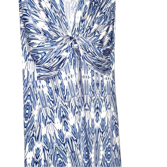 Boston Proper Floral Twisted Front Maxi Dress Blue White Size S - Picture 4 of 8